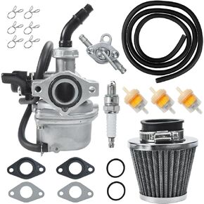 PZ19 Carburetor Carb Air Filter Fuel Line Kit for 50cc 70cc 90cc 110cc 125cc Tao Tao GK110 Baja SSR Apollo Coolster Chinese Kids Four Wheeler ATV Go Kart CRF50 XL70 Dirt Pit Bike Motor Black