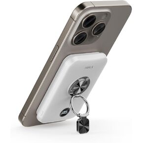 iWALK Magnetic Power Bank 10000mAh, Ultra-Compact 15W Wireless Portable Charger with Ergonomic Grip & Ring Holder, PD 20W Fast Charging Battery Pack ONLY Compatible with iPhone 15/14/13/12 Series