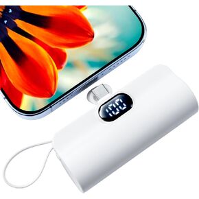 Mini Power Bank,Capsule Power Phone Charger 5500mAh,Portable Charger with Dual USB-C Ports for iPhone 15/15 plus/15 pro/15 pro Max/Android Phone/Samsung/Moto/LG etc (Pink)