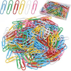 Elisel Paper Clips, 200pcs Medium Size (1.3 inch) Colored Paper Clip,Durable and Rustproof Coated Paper Clips, Great for Office, School and Personal Use (Multicolour)