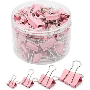 Binder Clip Paper Clamps, Assorted Sizes (Mini, Small, Medium, Large), 100 Pcs Clips for Office School Supplies (Gold)