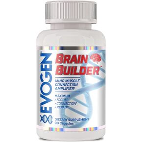 Evogen Brain Builder | Mind Muscle Connection Nootropic, Alpha-GPC, Creatinol, Theanine, Yerba Mate, Bacopa Extract, CPD-Choline, Huperzine, | 90 Veggie Capsules