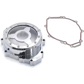 XKMT- Black & Clear CNC See Through Left Engine Stator Cover Crankcase Compatible with YAMAH YZF R1 1998-2003 [P/N:MT313-052A-BK]