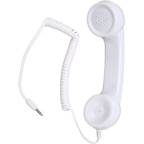 Jiawu Vintage Retro Telephone Handset, Cell Phone Receiver MIC Microphone Speaker for Cellphone, Smartphone and Computers, Old Telephone Headse with 3.5 mm Socket (Black)