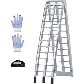 850 Lbs Aluminum Motorcycle Ramps, 7.5ft Folding Loading Ramps for Pickup Trucks, Trailers Ramp with Load Straps for Bicycles, Trollrys, Motorcycle, Dirt Bike, ATV/UTV, 90" L x 12" W,1Pc