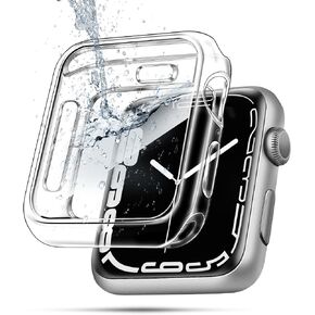 Soft Case Compatible with Apple Watch 45mm with Built-in Anti-Scratch TPU Screen Protector Film,360 Shockproof Cover for IWatch Series 9 Series 8 Series 7,Clear,45MM