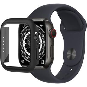 Nozza【2 Pack】 Screen Protector Case for Apple Watch Series 7 41mm, Full Coverage Protective Case for iWatch Series 7 with Tempered Glass HD Clear,Bumper for Apple Watch Series 7 (41mm, Black+Black)