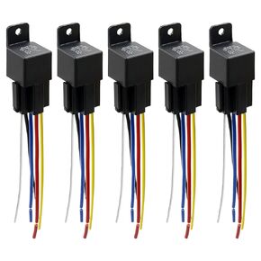 Relay 40/30AMP 48V DC 5 Pin Car Starter Fan Motorcycle Boat Relay Socket SPDT Pack of 5
