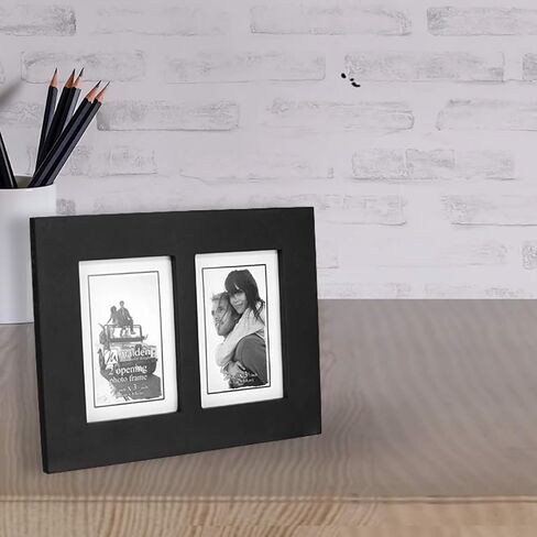 Malden Double 2x3 Picture Frame - Wide Real Wood Molding, Real Glass - Black in Saudi Arabia