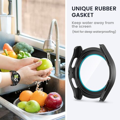 [2 in 1] Tensea for Samsung Galaxy Watch 5 2022 & 4 2021 44mm Waterproof Screen Protector Case Accessories, Protective PC Face Cover Built-in Anti-Fog Tempered Glass, Front & Back Bumper, 44 mm in Saudi Arabia