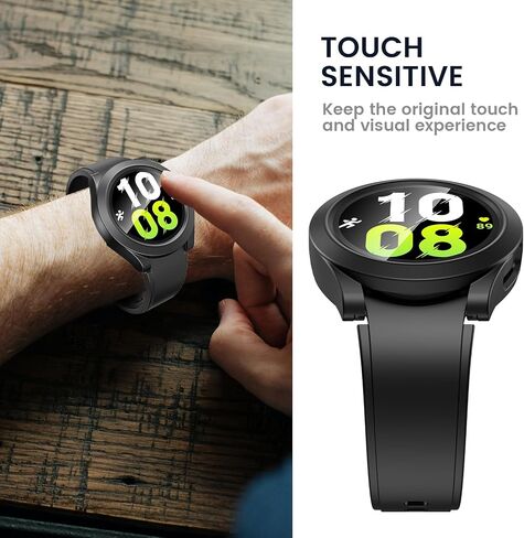 [2 in 1] Tensea for Samsung Galaxy Watch 5 2022 & 4 2021 44mm Waterproof Screen Protector Case Accessories, Protective PC Face Cover Built-in Anti-Fog Tempered Glass, Front & Back Bumper, 44 mm in Saudi Arabia
