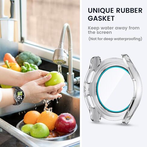 [2 in 1] Tensea for Samsung Galaxy Watch 5 2022 & 4 2021 44mm Waterproof Screen Protector Case Accessories, Protective PC Face Cover Built-in Anti-Fog Tempered Glass, Front & Back Bumper, 44 mm in Saudi Arabia