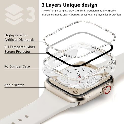 12-Pack Rc-Z Bling Case for Apple Watch 40mm SE (2nd Gen) Series 6 5 4 Screen Protector, Women Glitter Diamond Rhinestone Bumper Face Cover for iWatch Accessories 40 mm in Saudi Arabia