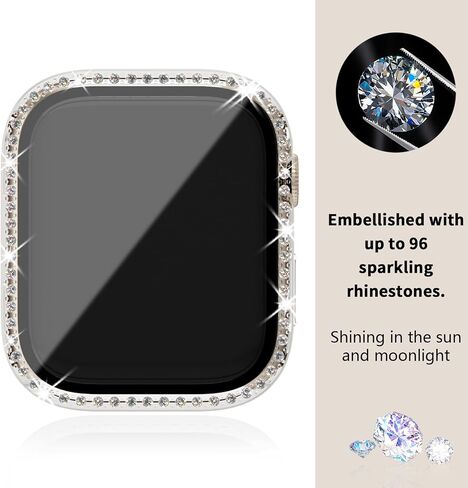 12-Pack Rc-Z Bling Case for Apple Watch 40mm SE (2nd Gen) Series 6 5 4 Screen Protector, Women Glitter Diamond Rhinestone Bumper Face Cover for iWatch Accessories 40 mm in Saudi Arabia