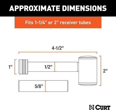 CURT 23506 Right-Angle Trailer Hitch Lock, 1/2-Inch Pin Diameter, 5/8-Inch Adapter, Fits 1-1/4 or 2-Inch Receiver in Saudi Arabia