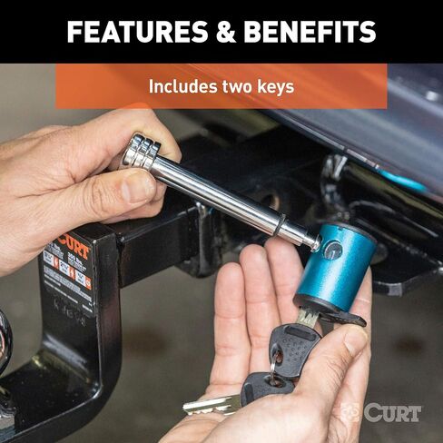 CURT 23506 Right-Angle Trailer Hitch Lock, 1/2-Inch Pin Diameter, 5/8-Inch Adapter, Fits 1-1/4 or 2-Inch Receiver in Saudi Arabia