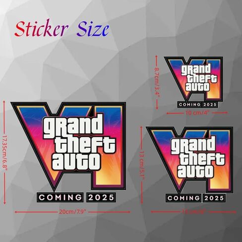 ملصق ممتص الصدمات للسيارة، ملصق Grand Theft Auto VI للسيارة، ملصق فينيل ملون عاكس، 7.9 × 7.9 ملصق كمبيوتر محمول Vice City GTA 6 شارات مقاومة للماء للسيارات والدراجات النارية وسيارات الدفع الرباعي والشاحنات in Kuwait