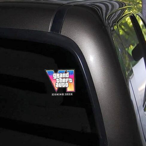 ملصق ممتص الصدمات للسيارة، ملصق Grand Theft Auto VI للسيارة، ملصق فينيل ملون عاكس، 7.9 × 7.9 ملصق كمبيوتر محمول Vice City GTA 6 شارات مقاومة للماء للسيارات والدراجات النارية وسيارات الدفع الرباعي والشاحنات in Kuwait