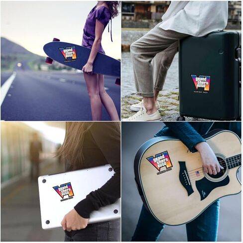 ملصق ممتص الصدمات للسيارة، ملصق Grand Theft Auto VI للسيارة، ملصق فينيل ملون عاكس، 7.9 × 7.9 ملصق كمبيوتر محمول Vice City GTA 6 شارات مقاومة للماء للسيارات والدراجات النارية وسيارات الدفع الرباعي والشاحنات in Kuwait