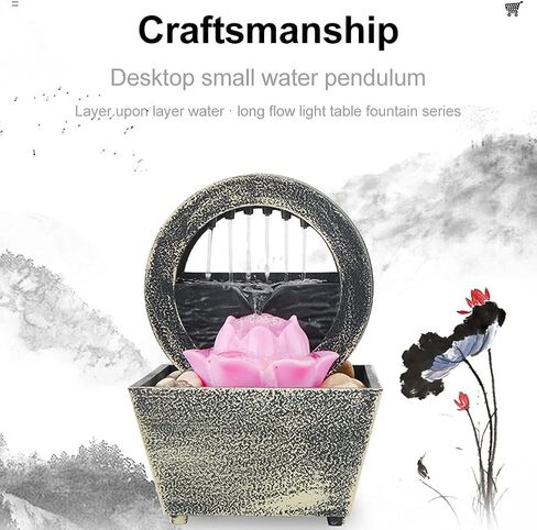 نافورة مياه لديكور سطح المكتب، نافورة مياه داخلية تعمل بالبطارية للاسترخاء فينغ شوي زن لتزيين المكتب المنزلي in Kuwait