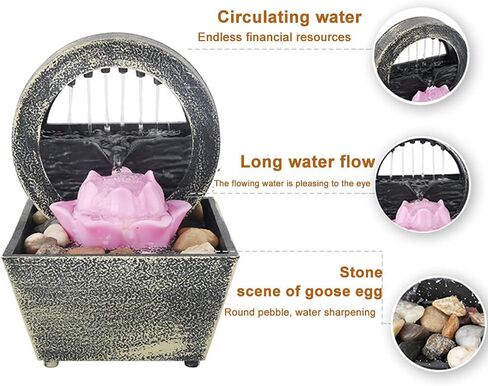 نافورة مياه لديكور سطح المكتب، نافورة مياه داخلية تعمل بالبطارية للاسترخاء فينغ شوي زن لتزيين المكتب المنزلي in Kuwait