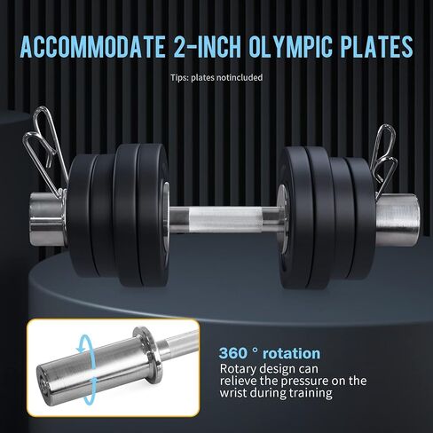 LAJIAOZ 16" Adjustable Olympic Dumbbell Handles(WEIGHT CAPACITY: 150LBS), Pair of Loadable Dumbbell Bars for 2" Olympic Weight Plates, with 4 Spring Collars for Home Gym Workout Strength Training Fitness in Saudi Arabia