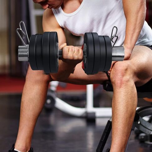 LAJIAOZ 16" Adjustable Olympic Dumbbell Handles(WEIGHT CAPACITY: 150LBS), Pair of Loadable Dumbbell Bars for 2" Olympic Weight Plates, with 4 Spring Collars for Home Gym Workout Strength Training Fitness in Saudi Arabia