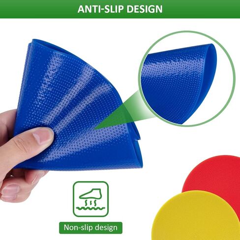 علامات بقعة للأطفال 10 قطع 9 بوصة غير قابلة للانزلاق PVC خفة الحركة بقع بولي مسطحة مخاريط أرضية نقاط أرضية حصيرة لصالة الألعاب الرياضية وكرة القدم وكرة السلة والتدريب الرياضي وأنشطة الفصول الدراسية في مرحلة ما قبل المدرسة in Kuwait