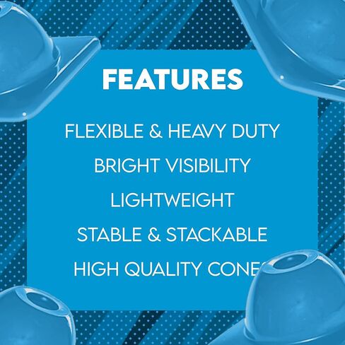 purifyou 9in / 6in / 2in Set of 12 Heavy Duty Agility Training & Motorcycle Cones for Sports & Kids | Flexible Heavy Duty Cones for Bikes, Traffic, Soccer Drills Coaching & Field Marker (Blue) in Saudi Arabia