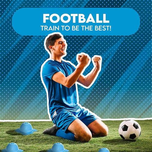 purifyou 9in / 6in / 2in Set of 12 Heavy Duty Agility Training & Motorcycle Cones for Sports & Kids | Flexible Heavy Duty Cones for Bikes, Traffic, Soccer Drills Coaching & Field Marker (Blue) in Saudi Arabia