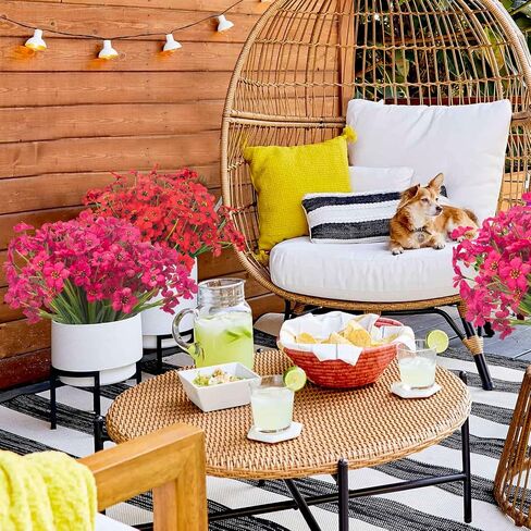 Artificial Fall Flowers for Outdoors, 20 Bundles Faux Plants No Fade Plastic Shrubs Autumn Decor Farmhouse Home Garden Thanksgiving (Fall Orange) in Saudi Arabia