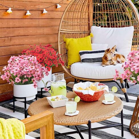 Artificial Fall Flowers for Outdoors, 20 Bundles Faux Plants No Fade Plastic Shrubs Autumn Decor Farmhouse Home Garden Thanksgiving (Fall Orange) in Saudi Arabia