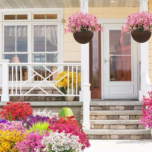 Artificial Fall Flowers for Outdoors, 20 Bundles Faux Plants No Fade Plastic Shrubs Autumn Decor Farmhouse Home Garden Thanksgiving (Fall Orange) in Saudi Arabia