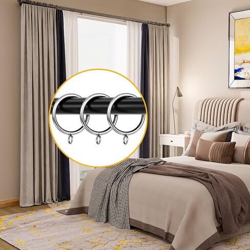 Thick Metal Curtain Rings,2.0-Inch Inner Diameter 0.24-Inch Wire Diameter,Fit up 1.7-inch Rods (Antique Brass-18Pcs) in Kuwait