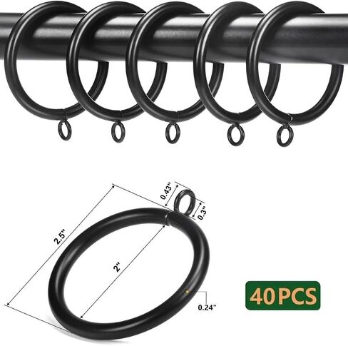 Thick Metal Curtain Rings,2.0-Inch Inner Diameter 0.24-Inch Wire Diameter,Fit up 1.7-inch Rods (Antique Brass-18Pcs) in Saudi Arabia