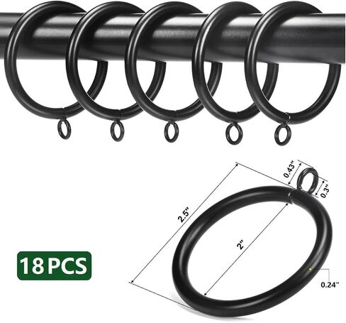 Thick Metal Curtain Rings,2.0-Inch Inner Diameter 0.24-Inch Wire Diameter,Fit up 1.7-inch Rods (Antique Brass-18Pcs) in Saudi Arabia