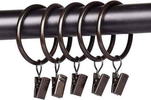Curtain Rings with Clips Interior Diameter 1.75inch,Fits Up to 1 1/2 Inch Rod (Oil Rubbed Bronze-28pcs) in Saudi Arabia