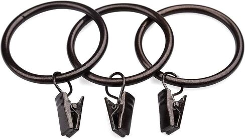 Curtain Rings with Clips Interior Diameter 1.75inch,Fits Up to 1 1/2 Inch Rod (Oil Rubbed Bronze-28pcs) in Saudi Arabia