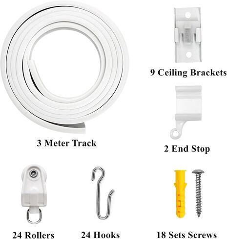 Accessories Kit for Flexible Bendable Curved Ceiling/Side Wall Curtain Track Hardware Set (10Pcs Roller Hooks) in Saudi Arabia