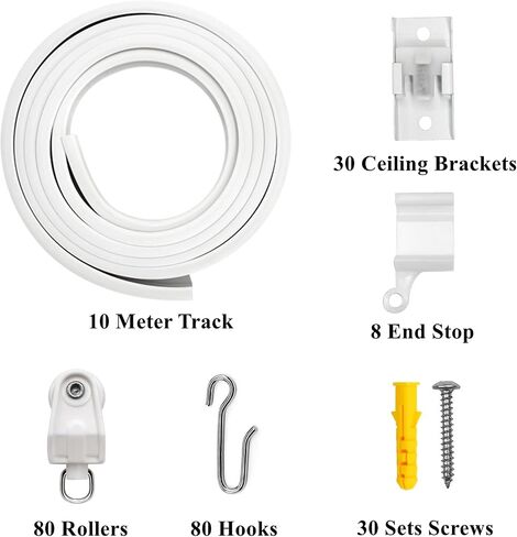 Accessories Kit for Flexible Bendable Curved Ceiling/Side Wall Curtain Track Hardware Set (10Pcs Roller Hooks) in Saudi Arabia