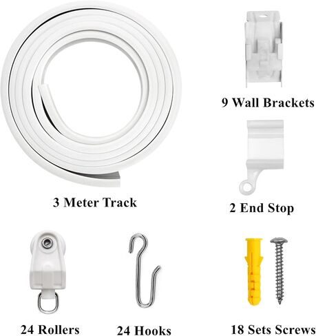 Accessories Kit for Flexible Bendable Curved Ceiling/Side Wall Curtain Track Hardware Set (10Pcs Roller Hooks) in Saudi Arabia