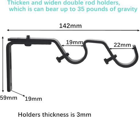 Anndason دعامة قضيب ستارة شديدة التحمل، حامل قضيب مزدوج قابل للتعديل 3/4 و5/8 بوصة (مجموعة من 4، فضي) in Kuwait