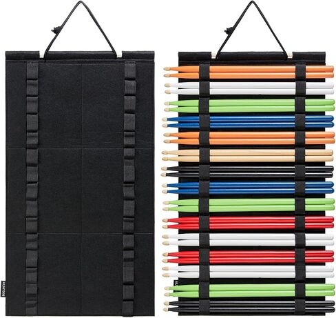 حامل أعواد الطبل المعلق، عرض أعواد الطبل لـ 15 زوجًا من أعواد الطبل، منظم حامل أعواد الطبل (أسود) in Kuwait