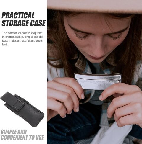 ملحقات الآلات المحمولة هارمونيكا هارمونيكا - حافظة جلدية هارمونيكا للتخزين، أغطية هارمونيكا من البولي يوريثان، ملحقات الآلات المحمولة للعشاق باللون الأسود والأزرق in Kuwait