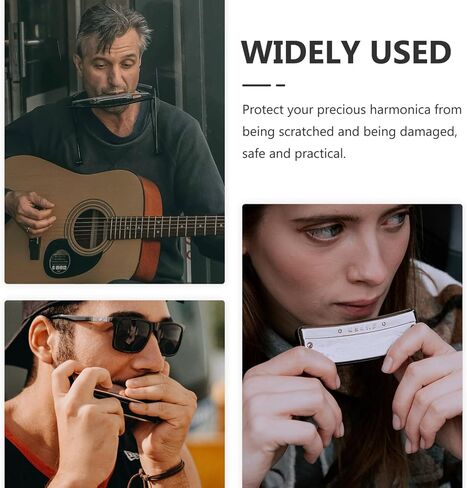 ملحقات الآلات المحمولة هارمونيكا هارمونيكا - حافظة جلدية هارمونيكا للتخزين، أغطية هارمونيكا من البولي يوريثان، ملحقات الآلات المحمولة للعشاق باللون الأسود والأزرق in Kuwait