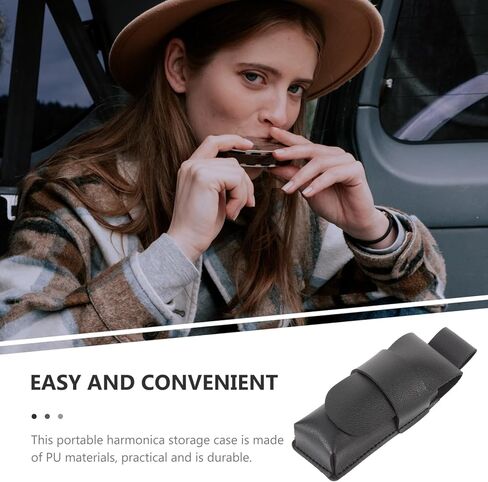 ملحقات الآلات المحمولة هارمونيكا هارمونيكا - حافظة جلدية هارمونيكا للتخزين، أغطية هارمونيكا من البولي يوريثان، ملحقات الآلات المحمولة للعشاق باللون الأسود والأزرق in Kuwait