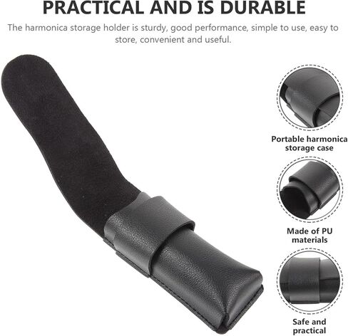 ملحقات الآلات المحمولة هارمونيكا هارمونيكا - حافظة جلدية هارمونيكا للتخزين، أغطية هارمونيكا من البولي يوريثان، ملحقات الآلات المحمولة للعشاق باللون الأسود والأزرق in Kuwait