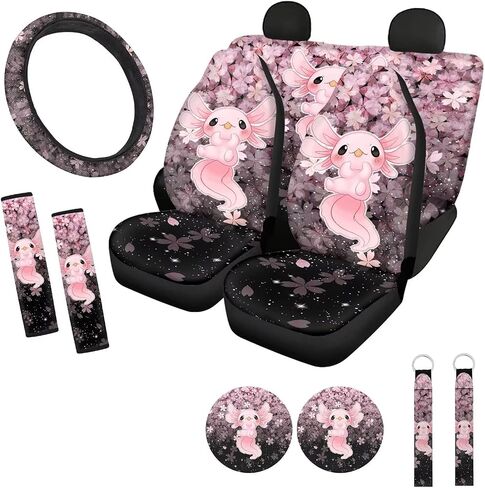 Western Car Seat Covers for Women Full Set,Aztec Tribal Steering Wheel Cover,Seat Belt Cushion,Cup Holder,Wristlet Keychain Lanyard Universal in Saudi Arabia