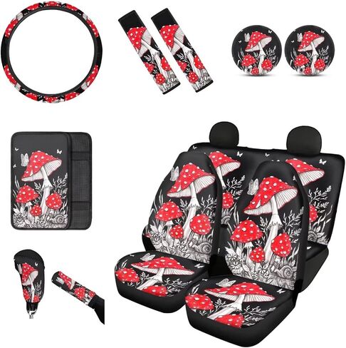 BIGCARJOB Set of 12 Pack African Ethnic Tribe Car Accessories,Car Seat Covers Back Seat Protector,Steering Wheel Cover, Armrest Cover, Seat Belt Pads Cover, Shift Knob Cover Handbrake Cover,Coasters in Kuwait