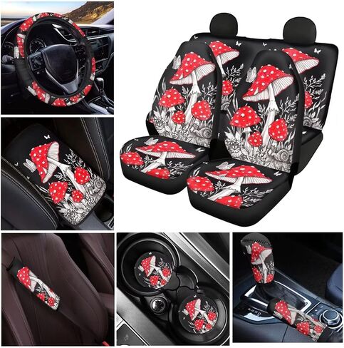 BIGCARJOB Set of 12 Pack African Ethnic Tribe Car Accessories,Car Seat Covers Back Seat Protector,Steering Wheel Cover, Armrest Cover, Seat Belt Pads Cover, Shift Knob Cover Handbrake Cover,Coasters in Kuwait